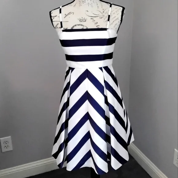 Jessica Simpson | Dresses | Jessica Simpson Navy White Fit And Flare Dress  4 | Poshmark